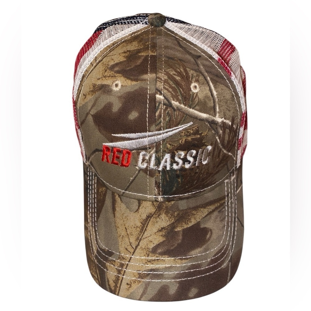 REALTREE“Red Classic” Adult Camo Baseball Cap with Mesh American Flag Back NWT
